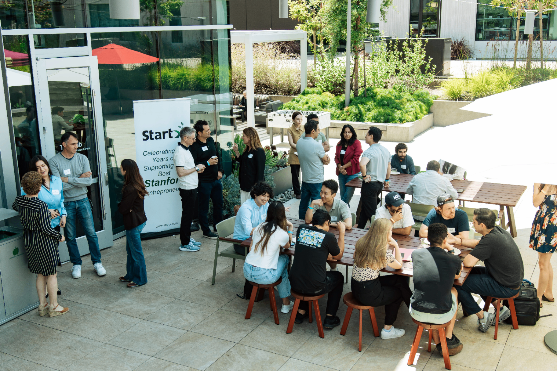 Founders networking at StartX Stanford Research Park