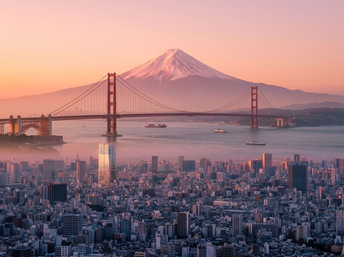 Tokyo skyline with Mount Fuji at sunrise